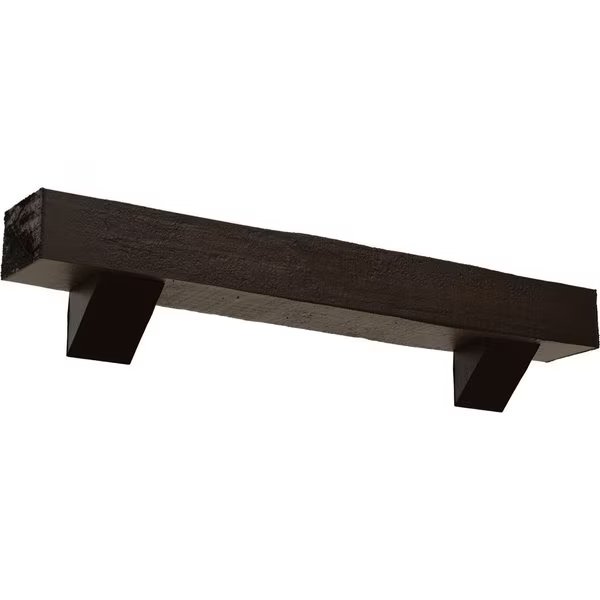 Rough Cedar Faux Wood Fireplace ManteL w/Breckinridge Corbels, NaturaL Mahogany, 4